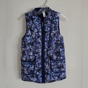 LULULEMON | Ivivva full-zip fleece-lined reversible vest blue floral Girls Sz 12